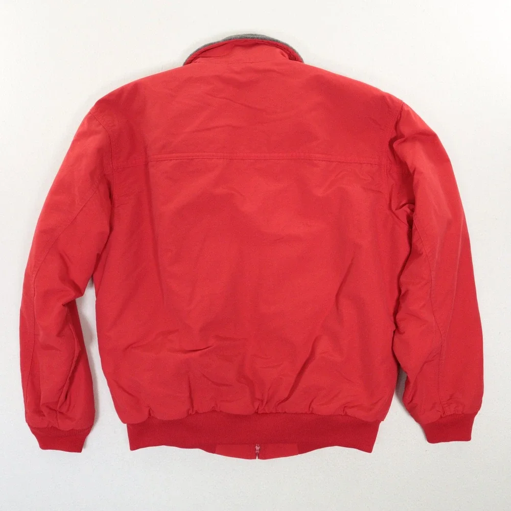 VTG J Crew Oarsman Jacket Fleece Lined Nylon 90s Red USA Men Medium